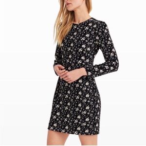Club Monaco Kaisle Long Sleeve Floral Print Mini Dress Lined In Black Size 8